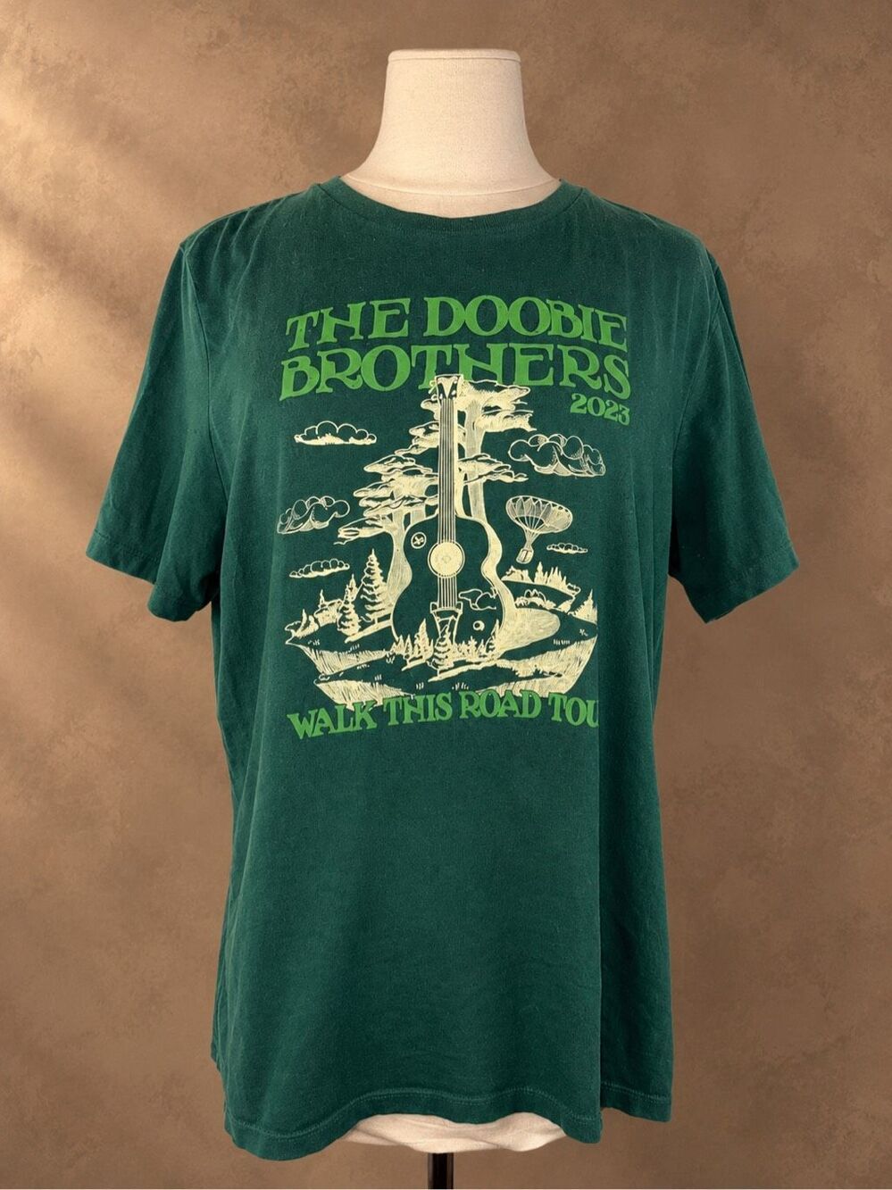 Bella + Canvas L The Doobie Brothers 2025 Walk This Road Tour Unisex Green Graph